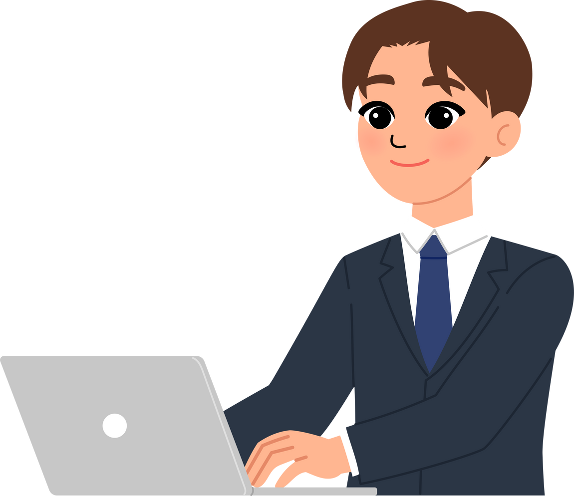 male office worker working on laptop